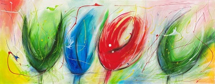 Blütenfantasie, Acryl Bild, Antje Meischner, abstrakt, farbig, Blumen