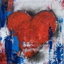 Herzenssache, Kunst Atelier, von Antje Meischner mit einem Herz, Farben schwarz, rot, weiß