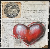 Herzenssache, Kunst Atelier, von Antje Meischner mit einem Herz, Farben schwarz, rot, weiß