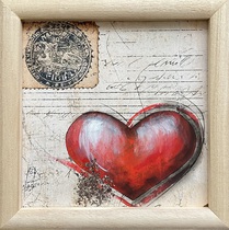 Herzenssache, Kunst Atelier, von Antje Meischner mit einem Herz, Farben schwarz, rot, weiß