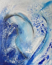 Herzenssache, Kunst Atelier, Acrylbild Antje Meischner mit einem Herz, Farben schwarz, rot, weiß