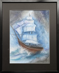 Landschaft, Aquarell Bild, Kunst Atelier, Antje Meischner, Wolken, Wasser