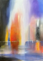 Landschaft, Acryl Bild, Kunst Atelier, Antje Meischner, abstrakt, farbig, Wolken, Wasser