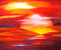 Landschaft, Acryl Bild, Kunst Atelier, Antje Meischner, abstrakt, farbig, Wolken, Wasser