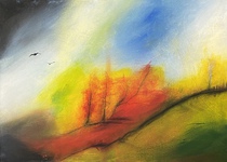 Landschaft, Acryl Bild, Kunst Atelier, Antje Meischner, abstrakt, farbig, Wolken, Wasser