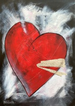 Herzenssache, Kunst Atelier, Acrylbild von Antje Meischner, Herz, Farben schwarz, rot, weiß