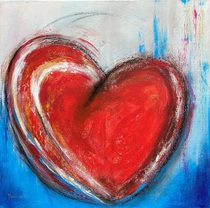 Herzenssache, Kunst Atelier, Acrylbild Antje Meischner, Herz, Farben blau, schwarz, rot, weiß