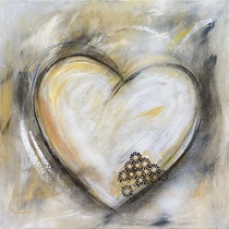 Herzenssache, Kunst Atelier, Acrylbild Antje Meischner, Herz, Farben gelb und schwarz
