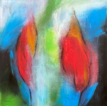 Blütenfantasie, Acryl Bild, Kunst Atelier, Antje Meischner, abstrakt, farbig, Blumen