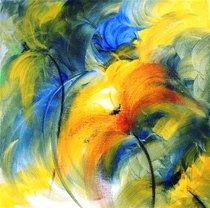 Blütenfantasie, Acryl Bild, Kunst Atelier, Antje Meischner, abstrakt, farbig, Blumen
