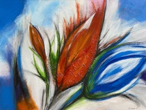 Blütenfantasie, Acryl Bild, Kunst Atelier, Antje Meischner, abstrakt, farbig