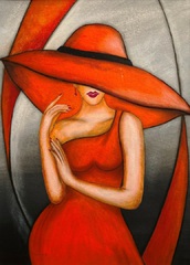 Art Deco, Momente-Frau im modernen Stil, Weiblichkeit, Acryl Bild, Kunst Atelier, Antje Meischner, handgemalte Frauenbilder