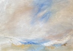 Landschaft, Acryl Bild, Blatt Gold, Kunst Atelier, Antje Meischner, abstrakt, farbig, Wolken, Wasser