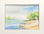 Landschaft, Aquarell Bild, Kunst Atelier, Antje Meischner, Bäume, Wolken, Wasser