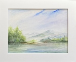 Landschaft, Aquarell Bild, Kunst Atelier, Antje Meischner, Bäume, Wolken, Wasser
