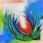 Blütenfantasie, Acryl Bild, Kunst Atelier, Antje Meischner, abstrakt, farbig, Blumen