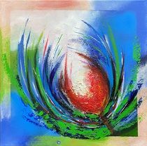 Blütenfantasie, Acryl Bild, Kunst Atelier, Antje Meischner, abstrakt, farbig, Blumen