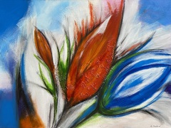 Blütenfantasie, Acryl Bild, Kunst Atelier, Antje Meischner, abstrakt, farbig